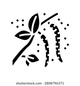 catkin tree branch releasing pollen glyph icon vector. catkin tree branch releasing pollen sign. isolated symbol illustration