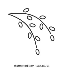 Catkins linear icon. Thin line illustration. Willow branches contour symbol. Vector isolated outline drawing