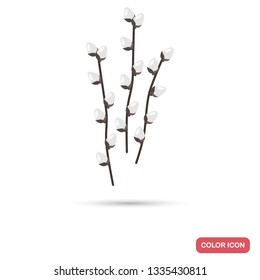 Catkins on willow branch color flat icon for web adn mobile design