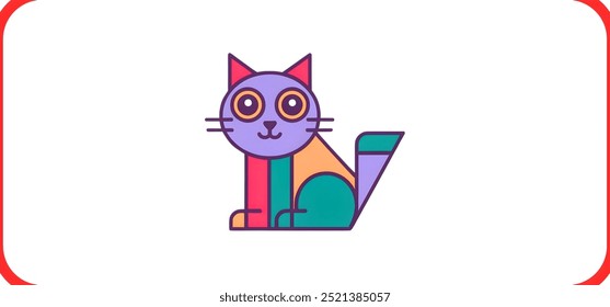 cat,minimalistic flat 2D vector illustration,plain background,wildlife animal