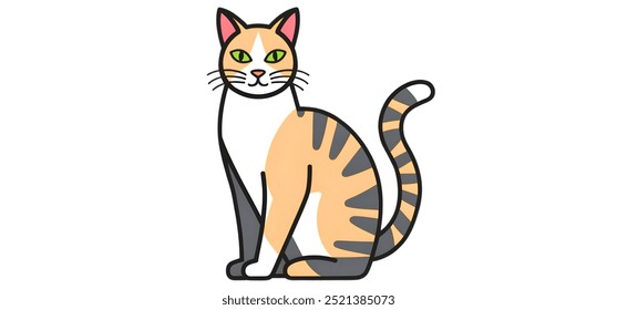 cat,minimalistic flat 2D vector illustration,plain background,wildlife animal