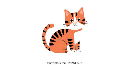 cat,minimalistic flat 2D vector illustration,plain background,wildlife animal