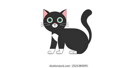 cat,minimalistic flat 2D vector illustration,plain background,wildlife animal