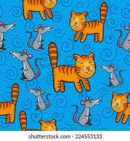 Cat-mouse vector pattern. 