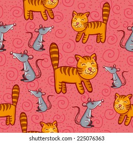 Cat-mouse vector pattern. 