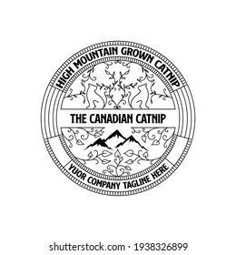 Catnip Line Art Vintage Logo Template Vector Illustration Design.