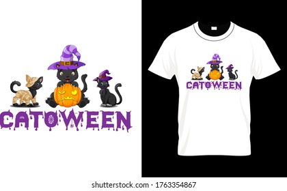 Cato ween-Halloween t Shirt Design Template vector