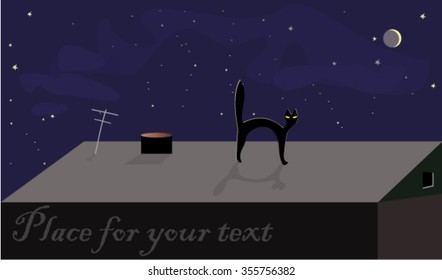 Cat-on-the-roof-the-moon-in-the-night