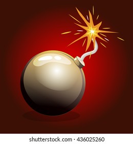 Catoon Dangerous Black Bomb in vector illustrations