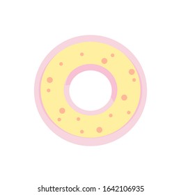 Catoon donut with glaze vector illustration isolated. Sweet dessert.