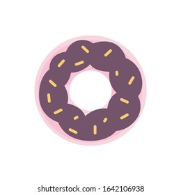 Catoon donut with glaze vector illustration isolated. Sweet dessert.