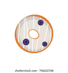 Catoon donut with glaze vector illustration isolated.