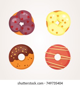 Catoon donut with glaze vector illustration isolated.