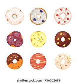 Catoon donut with glaze vector illustration isolated.