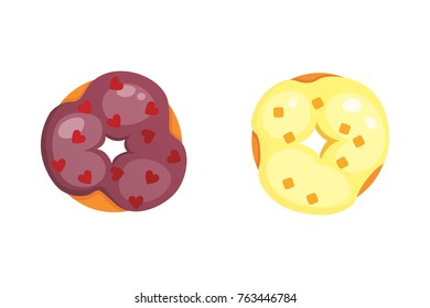 Catoon donut with glaze vector illustration isolated.