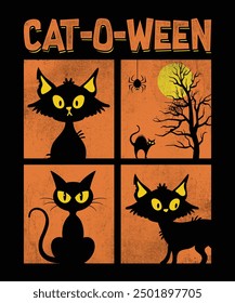 Cat-o-ween, Halloween cat t-shirt design, Scary Cat graphics, Halloween Cat graphics 