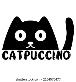 Catpuccino cat quote. Funny logo. Vector illustration.