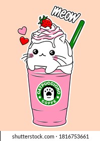 
CATPUCCINO STRAWBERRY VECTOR MEOW HEARTS