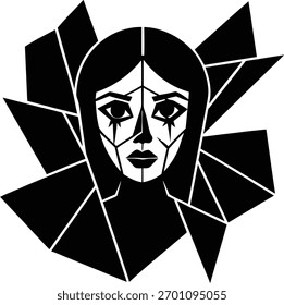 Face de catarina refletindo em espelho quebrado vetor arte