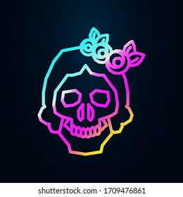 Catrina, flower, plant, hair, skull nolan icon. Simple thin line, outline vector of dia de muertos icons for ui and ux, website or mobile application