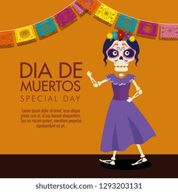 catrina with flowers hairstyle and dress to celebration event