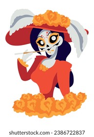 catrina with flowers vector isolated vector isolated