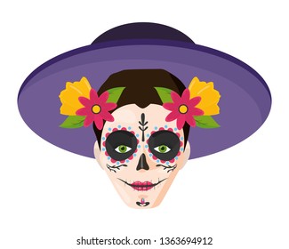 catrina with hat mexican culture