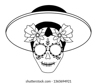 catrina with hat mexican culture