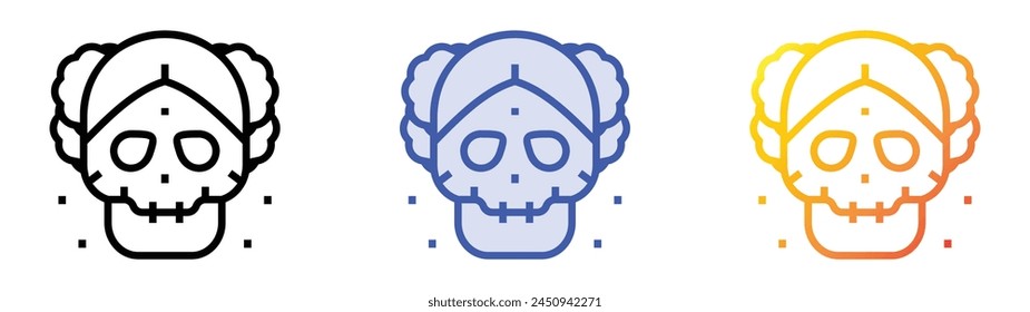 catrina icon. Linear, Blue Fill and Gradient Style Design Isolated On White Background