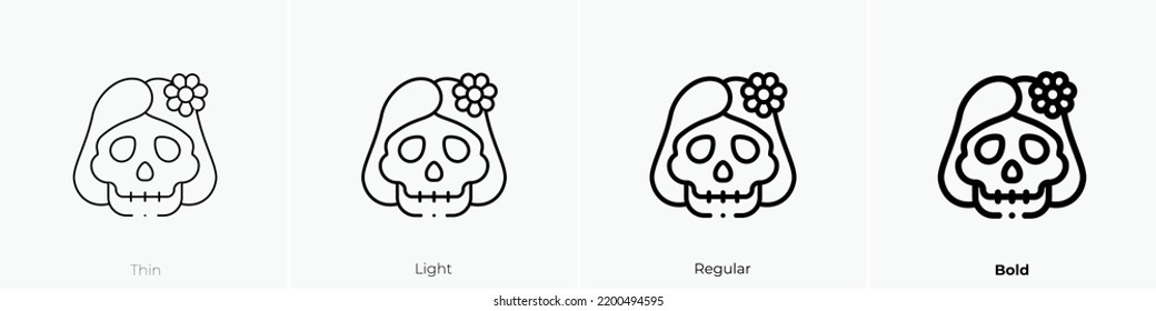 catrina icon. Thin, Light Regular And Bold style design isolated on white background