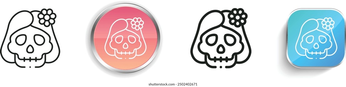 catrina icon. Thin Linear, Regular and Button Style Design Isolated On White Background