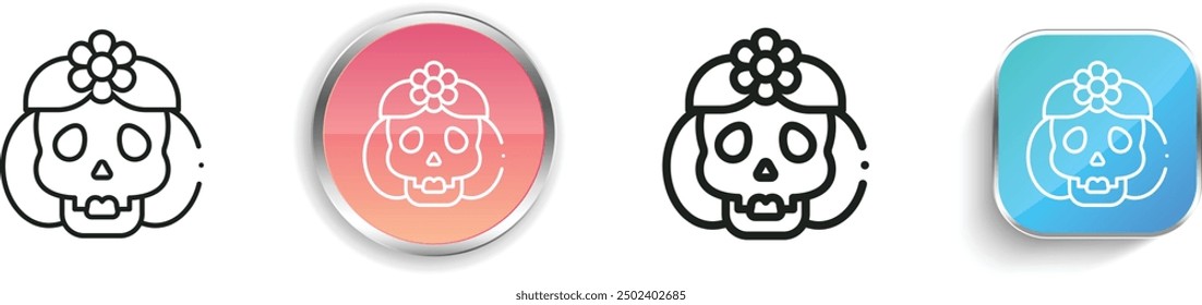 catrina icon. Thin Linear, Regular and Button Style Design Isolated On White Background