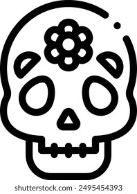 Catrina-Symbol. Dünnes lineares Design isoliert auf weißem Hintergrund