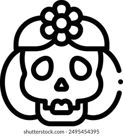 Catrina-Symbol. Dünnes lineares Design isoliert auf weißem Hintergrund