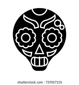 catrina icon, vector illustration, black sign on isolated background