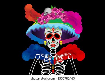 Catrina La Calavera. Catrina is a character of the mexican popular culture that represent the death and is part of the collective imaginary that refers to the celebration of the Day of the Dead