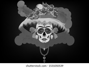 Catrina La Calavera. Catrina is a character of the mexican popular culture that represent the death and is part of the collective imaginary that refers to the celebration of the Day of the Dead 
