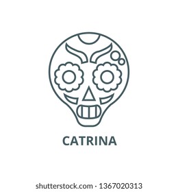 Catrina line icon, vector. Catrina outline sign, concept symbol, flat illustration