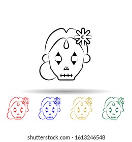Catrina multi color style icon. Simple thin line, outline vector of dia de muertos icons for ui and ux, website or mobile application