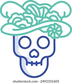 Catrina outline color vector illustration