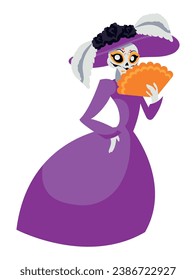 catrina with purple dress vector isolated vector isolated