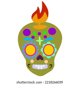 Catrina Skull Illustration with Fire