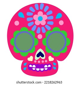 Catrina Skull Illustration in Magenta