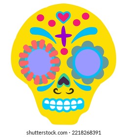 Catrina Skull Image in Yellow