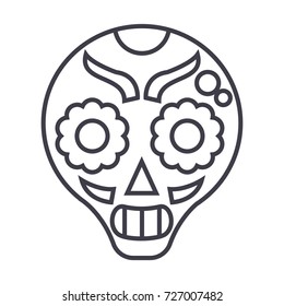 catrina vector line icon, sign, illustration on background, editable strokes