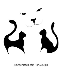 Cats Silhouettes Stock Vector (Royalty Free) 45521341