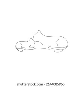 Cats animals line drawing vector illustration