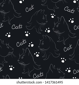 cats animals seamless vector pattern. Concept for print, web design, packing design  