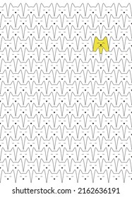 Cats are arranged in an orderly way