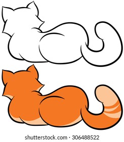 Cat's back - vector hand drawing sketch